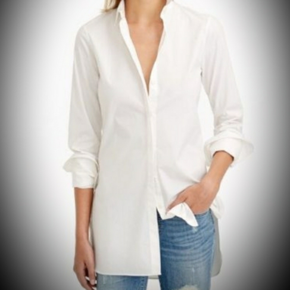J Crew White Endless Tunic Top Shirt Size 6